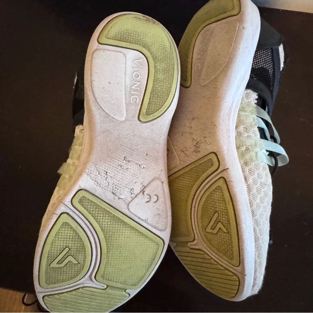 Vionic Adore Women's Athletic Sneakers in Black, White, and Light Green